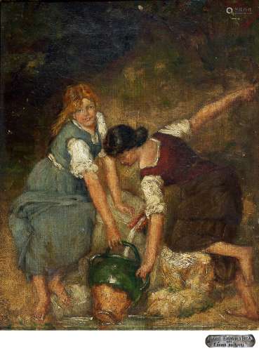 伊万伊·格鲁瓦尔德（1867～1940） 两个提水的女人 布面油画