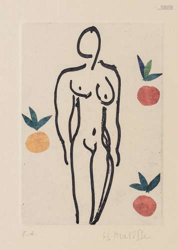 亨利·马蒂斯（1869～1954） 女子裸体 纸本版画