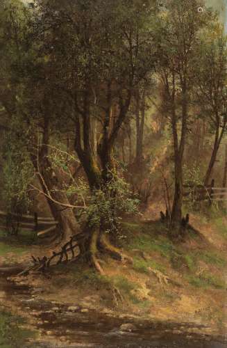 迈耶·斯特劳斯（1831～1905） 森林一景 木板油画