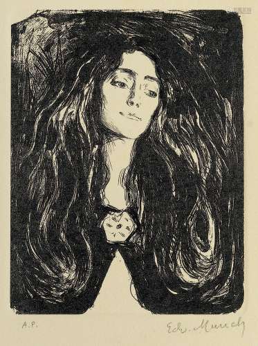 爱德华·蒙克（1863～1944） 戴胸针的女士 纸本版画