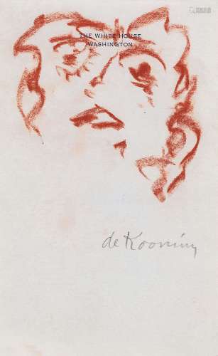 威廉·德·库宁（1918～1989） 人物速写 炭笔素描