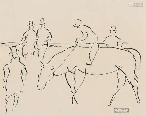 劳尔·杜飞（1877～1953） 赛马场上 钢笔素描