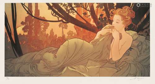 阿尔丰斯·穆夏（1860～1939） 黄昏 石版画