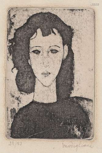 阿梅代奥·莫迪利亚尼（1884～1920） 女孩肖像 纸本版画