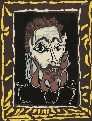 巴勃罗·毕加索（1881～1973） 男子头像 木刻版画