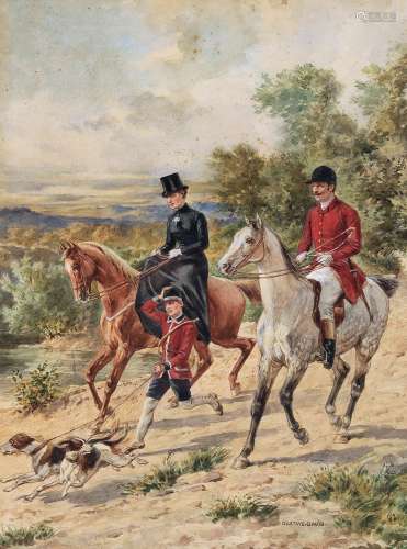 古斯塔夫·大卫（1824～1891） 猎狐场景 纸本水彩