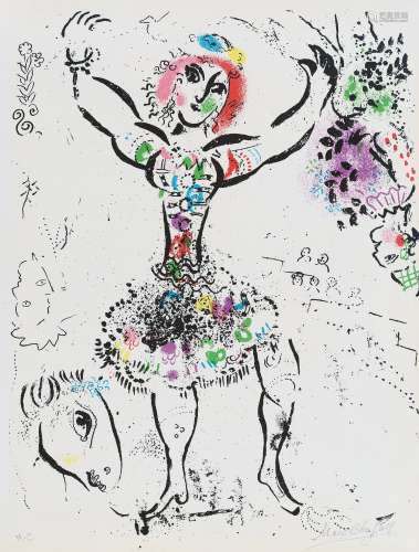 马克·夏加尔（1887～1985） 马戏团演员 石版画
