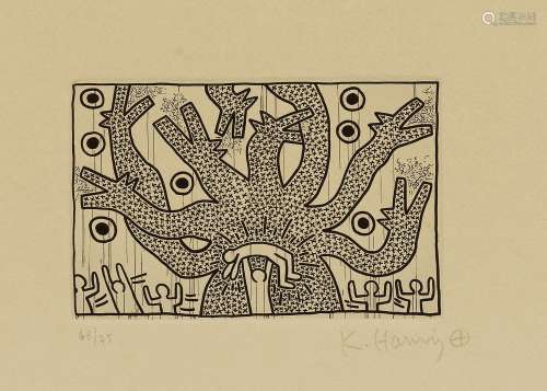 凯斯·哈林（1958～1990） 无题 丝网版画