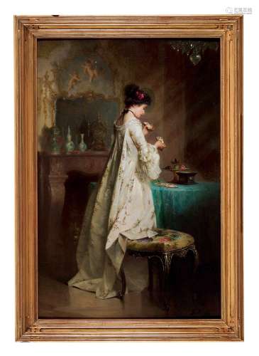 哥特哈特·库尔（1850～1915） 读牌者 木板油画