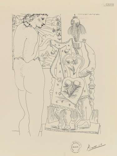 巴勃罗·毕加索（1881～1973） 模特与超现实主义雕塑 石版画