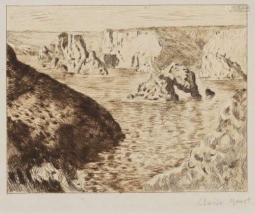 克劳德·莫奈（1840～1826） 贝勒岛的岩石 蚀刻版画
