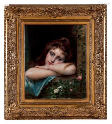 利昂·吉恩·巴兹莱·佩罗特（1832～1908） 1901年作 窗边的少女 布面油画