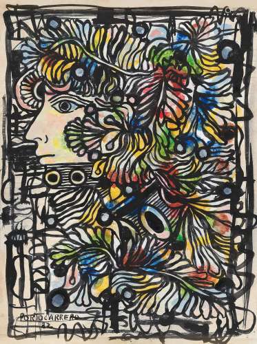 勒内·波托卡雷罗（1912～1985） 1982年作 女人 纸本水彩