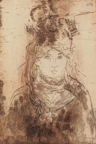 爱德华·马奈（1832～1883） 戴紫罗兰的贝尔特·莫里索 蚀刻版画