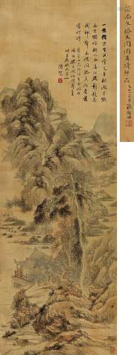 汤贻汾（1778～1853） 1832年作 溪山水阁图 立轴 设色绢本
