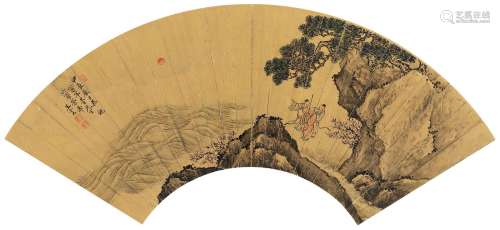 王云（1887～1934） 1904年作 观日图 镜心 设色纸本