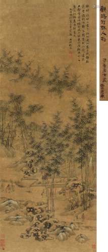顾洛（1763～1837） 1825年作 竹林高士 立轴 设色纸本