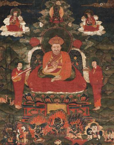 18-19世纪 不丹风格 竹巴噶举派上师唐卡
