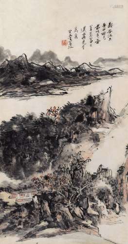 黄宾虹（1865～1955） 1948年作 新安江上 镜心 设色纸本