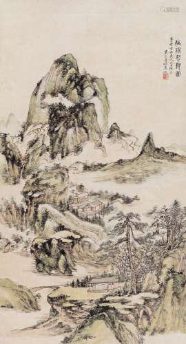黄宾虹（1865～1955） 病榻慰亲图 立轴 设色纸本