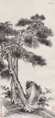 溥伒（1893～1966） 苍松秀竹 立轴 水墨纸本