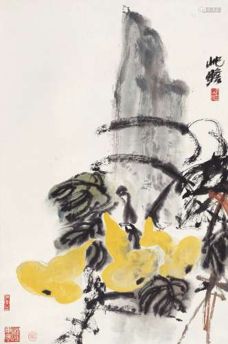 朱屺瞻（1892～1996） 葫芦 立轴 设色纸本