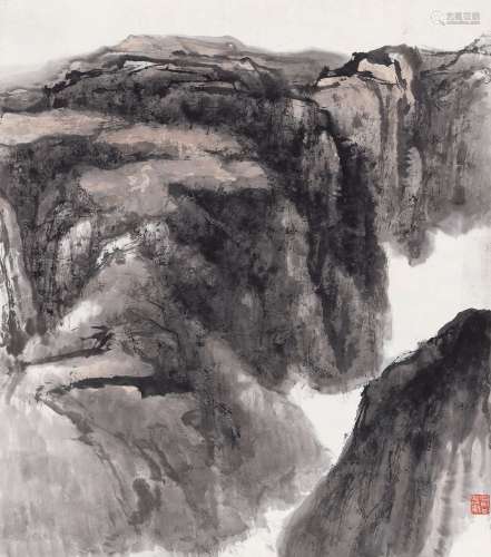 石鲁（1919～1982） 群山幽谷 立轴 设色纸本