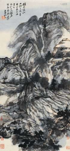 张大千（1899～1983） 1967年作 仿石涛笔意 立轴 设色纸本