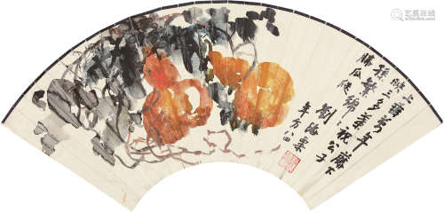 刘海粟(1896-1994) 大吉图 设色纸本 扇面