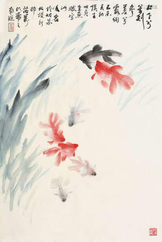 凌 虚(1919-2016) 金鱼 设色纸本 镜片 1979年作