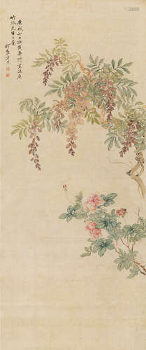 方 熏(1736-1799) 花朝清逸图 设色绢本 立轴 1790年作