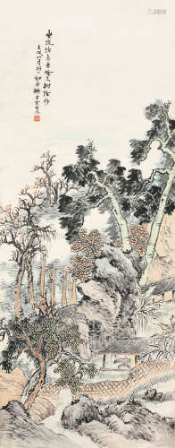 徐 锜(1877-1925) 读书图 设色纸本 镜片 1922年作