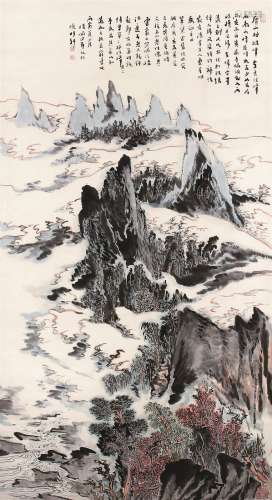 陆俨少（1909～1993）  庐山姊妹峰 镜心 设色纸本