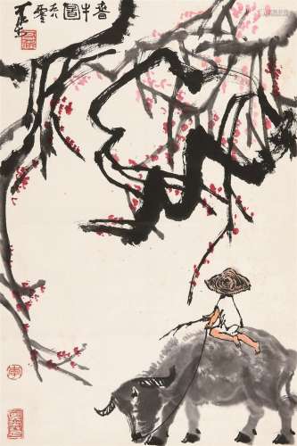 李可染（1907～1991）  春牛图 立轴 设色纸本