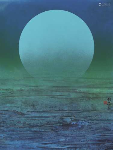 刘国松（b.1932）  2014年作 蓝月亮 布面油彩