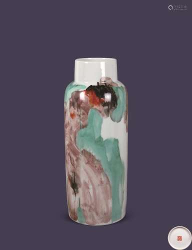 庞茂琨（b.1963）  釉上彩瓷瓶