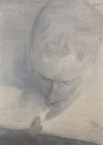 毛焰（b.1968）  2002年作 俯视的托马斯 纸本油画棒