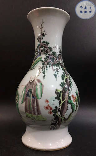 A KANGXI MARK WUCAI VASE WITH CHARACTER PATTERN