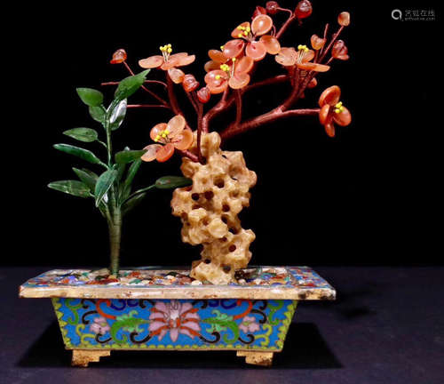 A CLOISONNE BONSAI