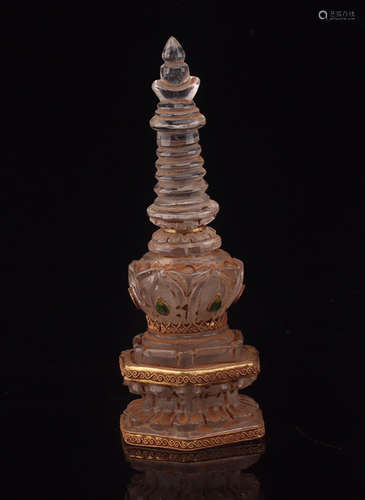 AN OLD TIBETAN CRYSTAL PAGODA