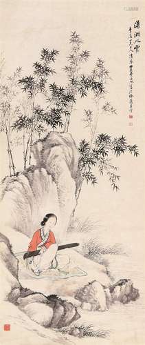 费丹旭（1802～1850）  潇湘水云 立轴 设色纸本