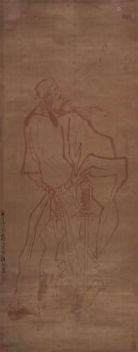 高其佩（1672～1734）  朱砂钟馗 立轴 设色绫本