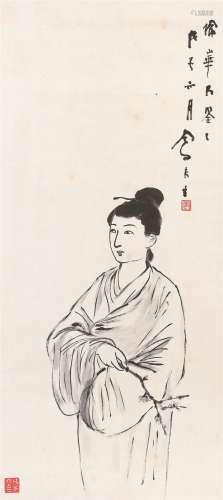 吕凤子（1886～1959）  仕女 立轴 设色纸本
