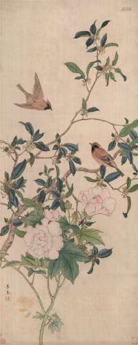 赵梦朱（1892～1986）  金桂芙蓉  立轴 设色纸本