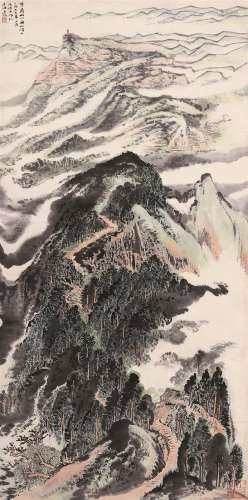 陆俨少（1909-1993） 井冈山八面山哨口  立轴 设色纸本