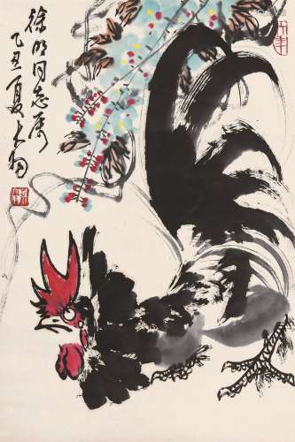 陈大羽（1912～2001）  公鸡  立轴 设色纸本