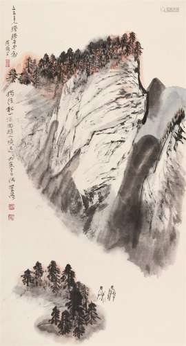 何海霞（1908～1998）  松崖论道 镜心 设色纸本