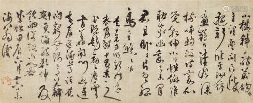 张弼（1425～1487） 1484年作 草书《小楼斜阳》 立轴 水墨纸本