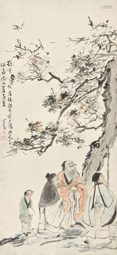 溥儒（1896～1963） 三士瞻鹊图 镜心 设色纸本