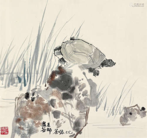 吴冠中（1919～2010） 1977年作 虚谷是师 镜心 设色纸本